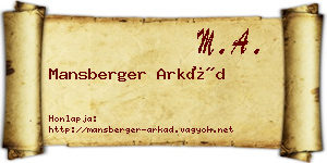Mansberger Arkád névjegykártya
